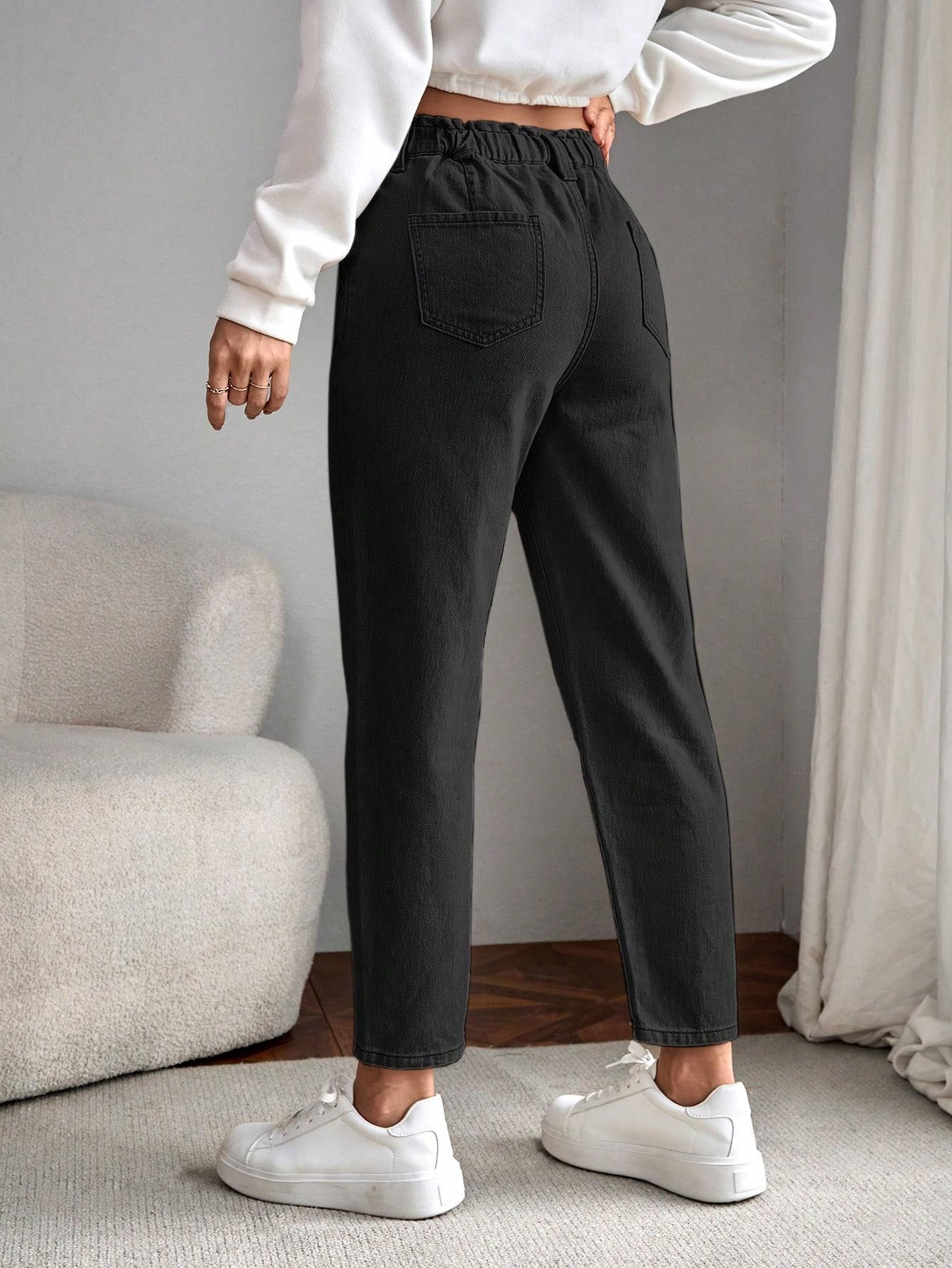 CZARNE SPODNIE JEANS WYSOKI STAN 
