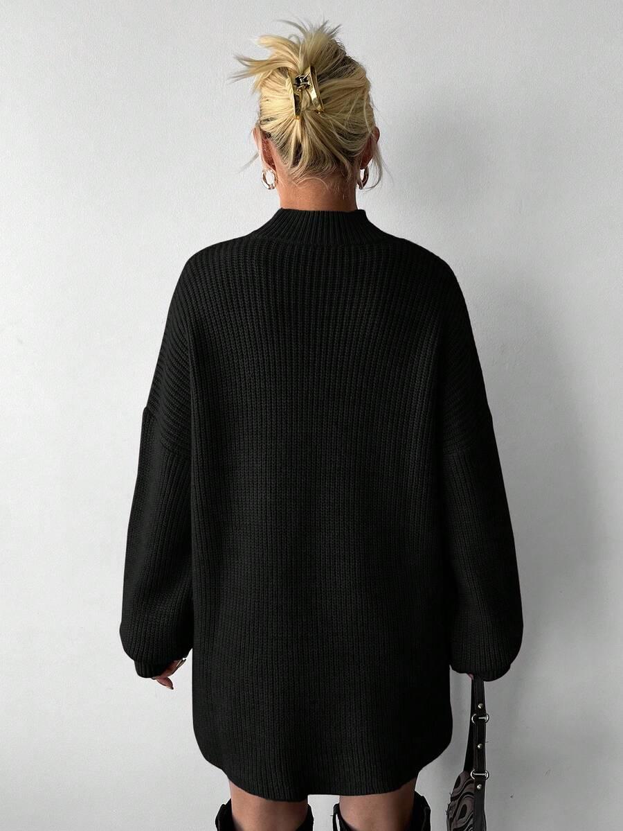 CZARNY DZIANINOWY SWETER