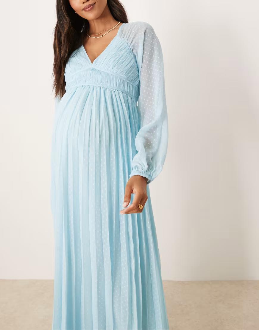 NIEBIESKA MAXI SUKIENKA V NECK