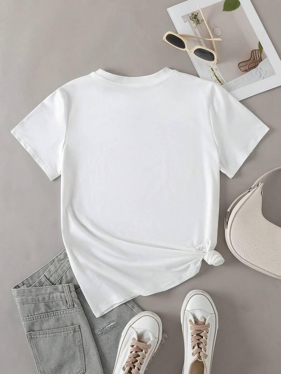 BIAŁY T-SHIRT DAMSKI Z NAPISEM