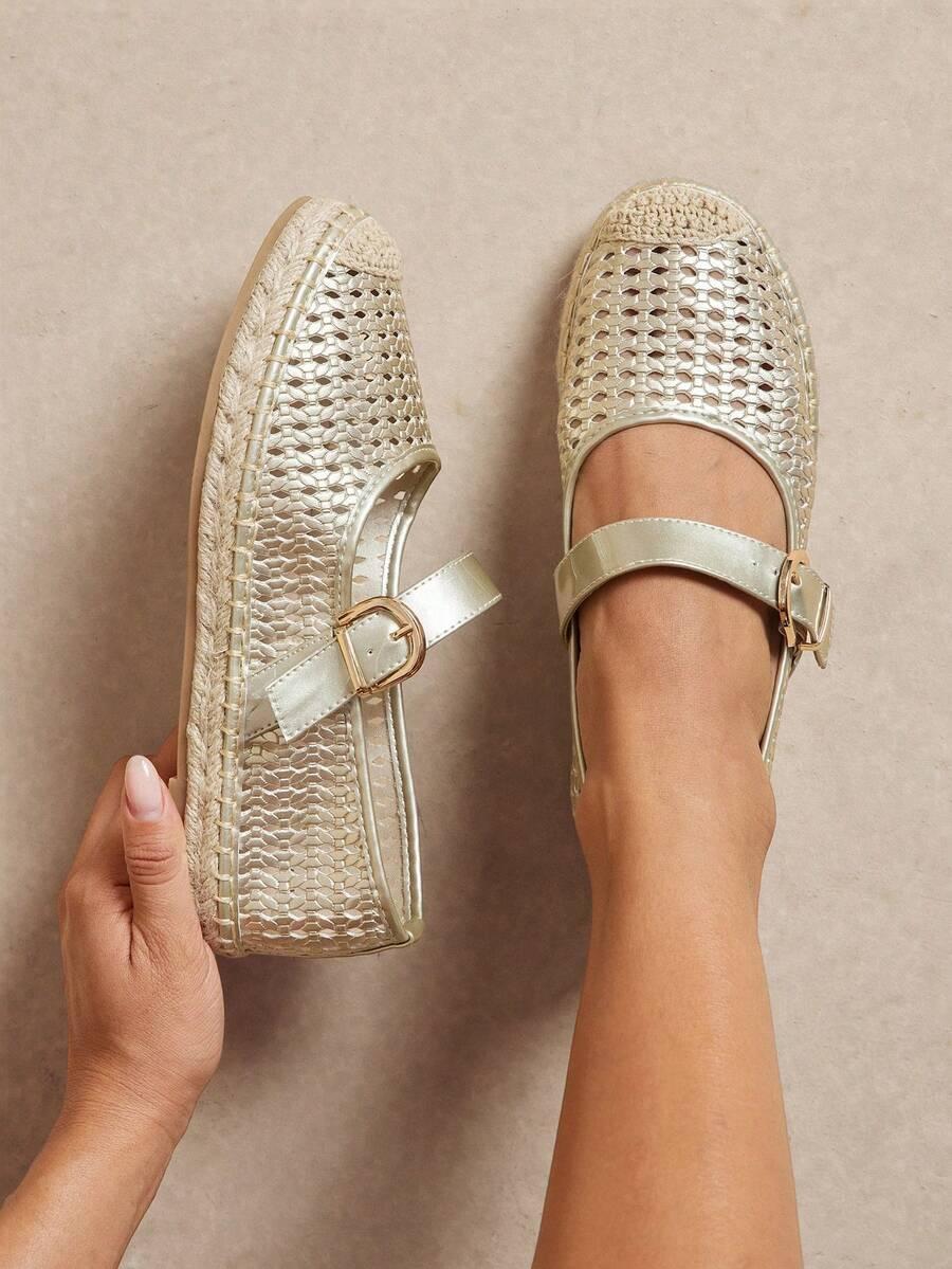 złote espadryle połysk