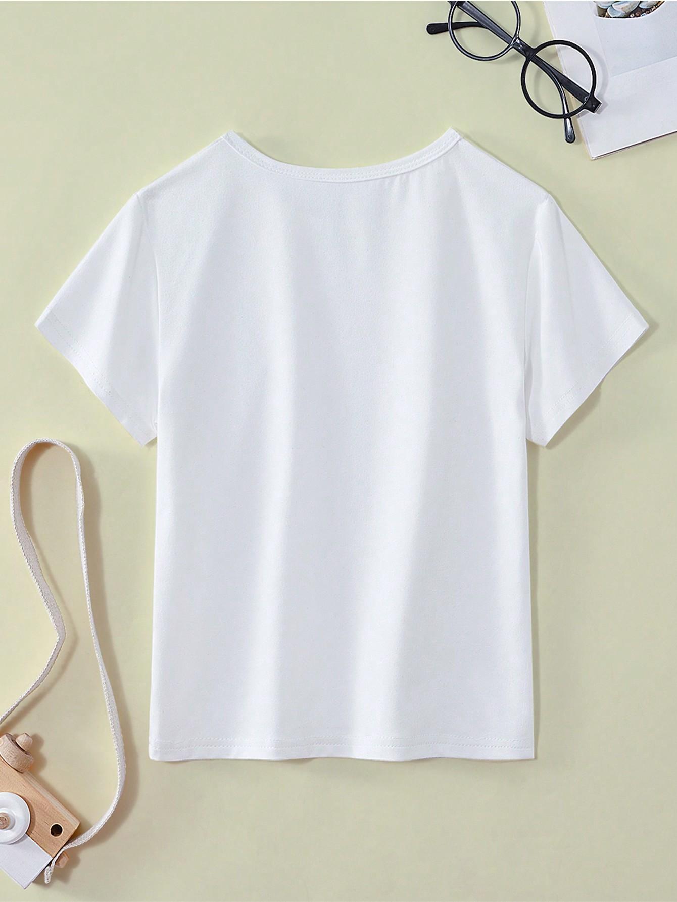biały t-shirt okrągły dekolt 