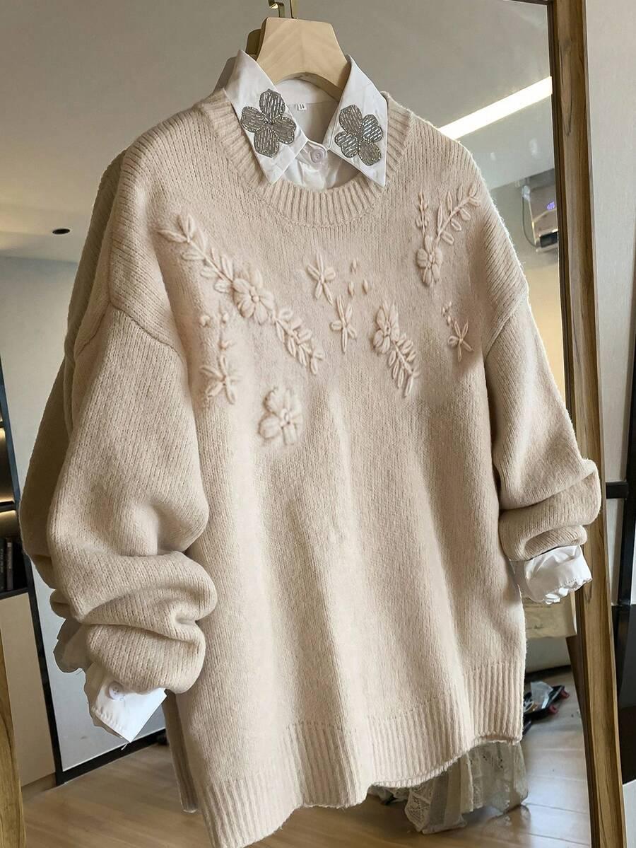 sweter haft kwiaty