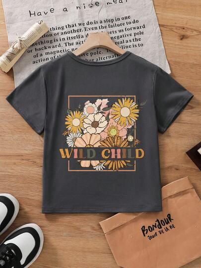 t-shirt nadruk kwiaty 