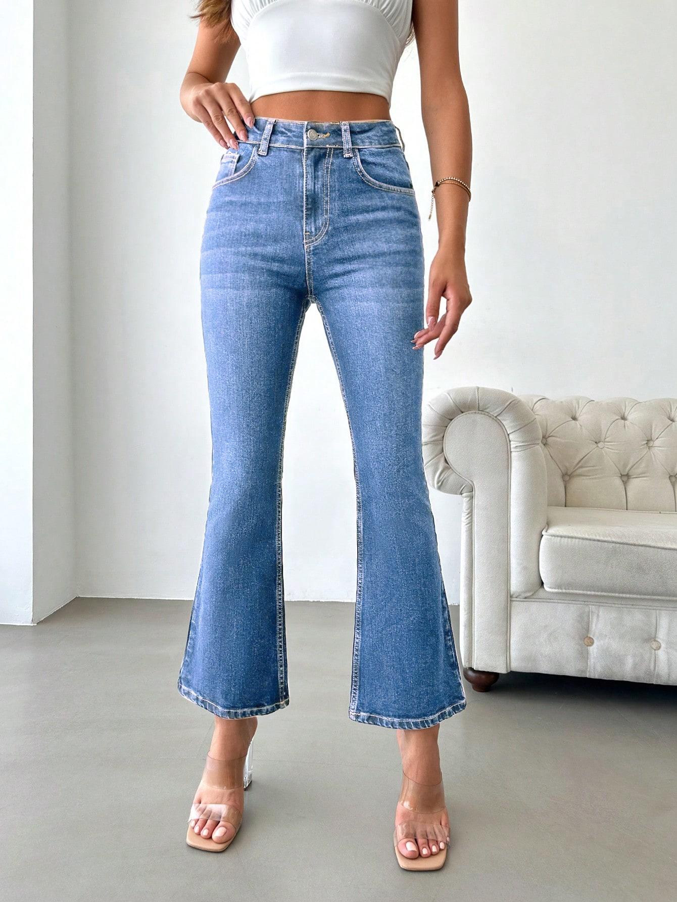 bawełniane spodnie jeans szerokie nogawki 
