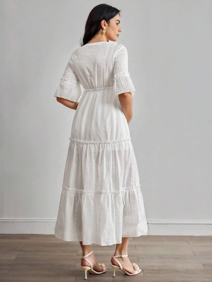 BIAŁA SUKIENKA V-NECK