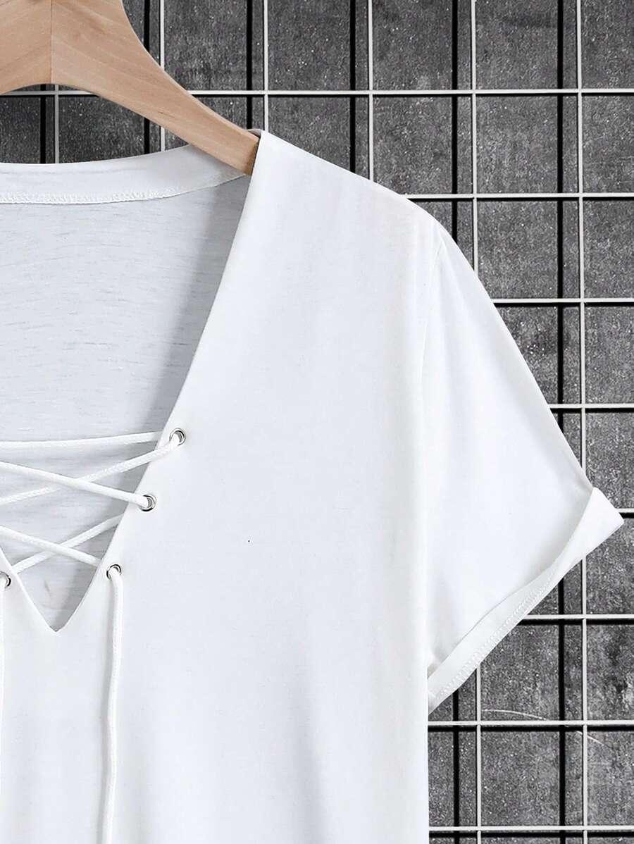 biały t-shirt v-neck
