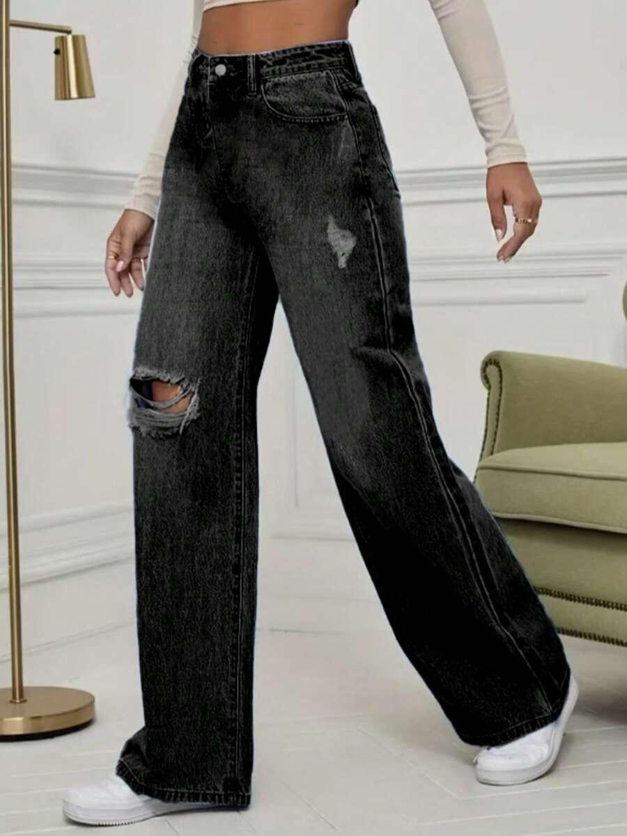 CZARNE SPODNIE JEANS