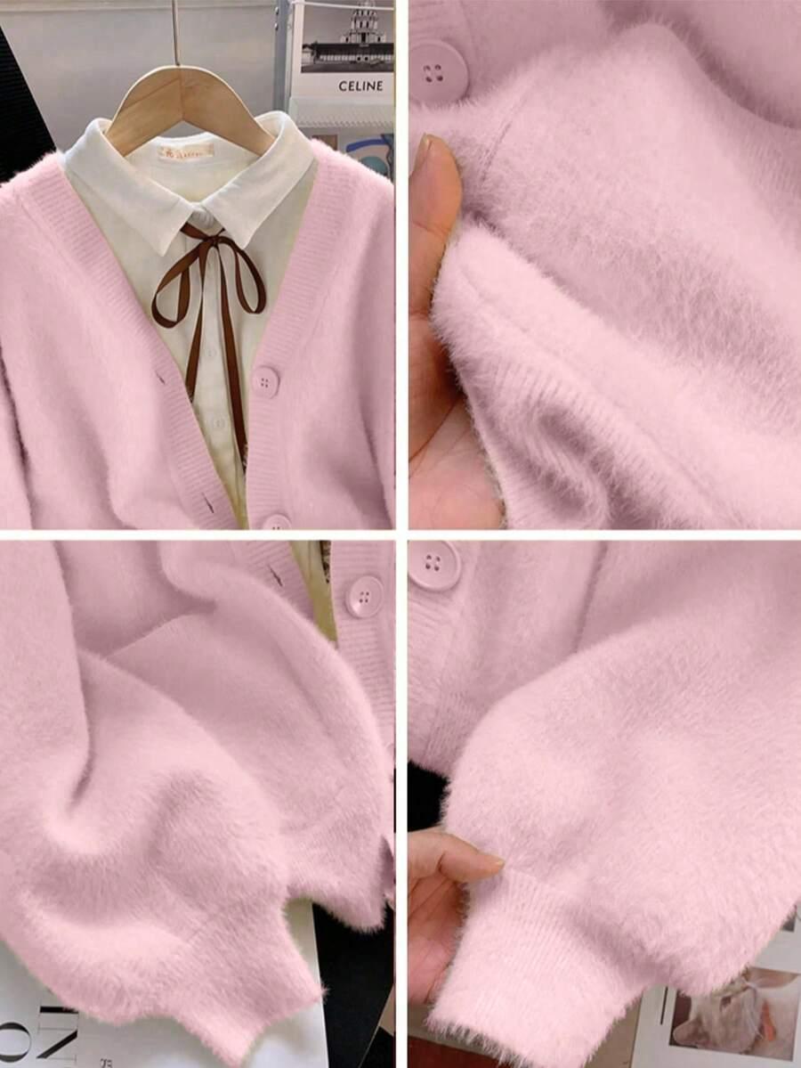 RÓŻOWY SWETER GUZIKI