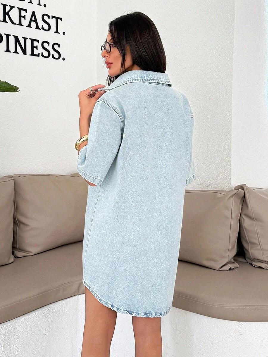 SUKIENKA JEANSOWA OVERSIZE Z KOŁNIERZYKIEM 