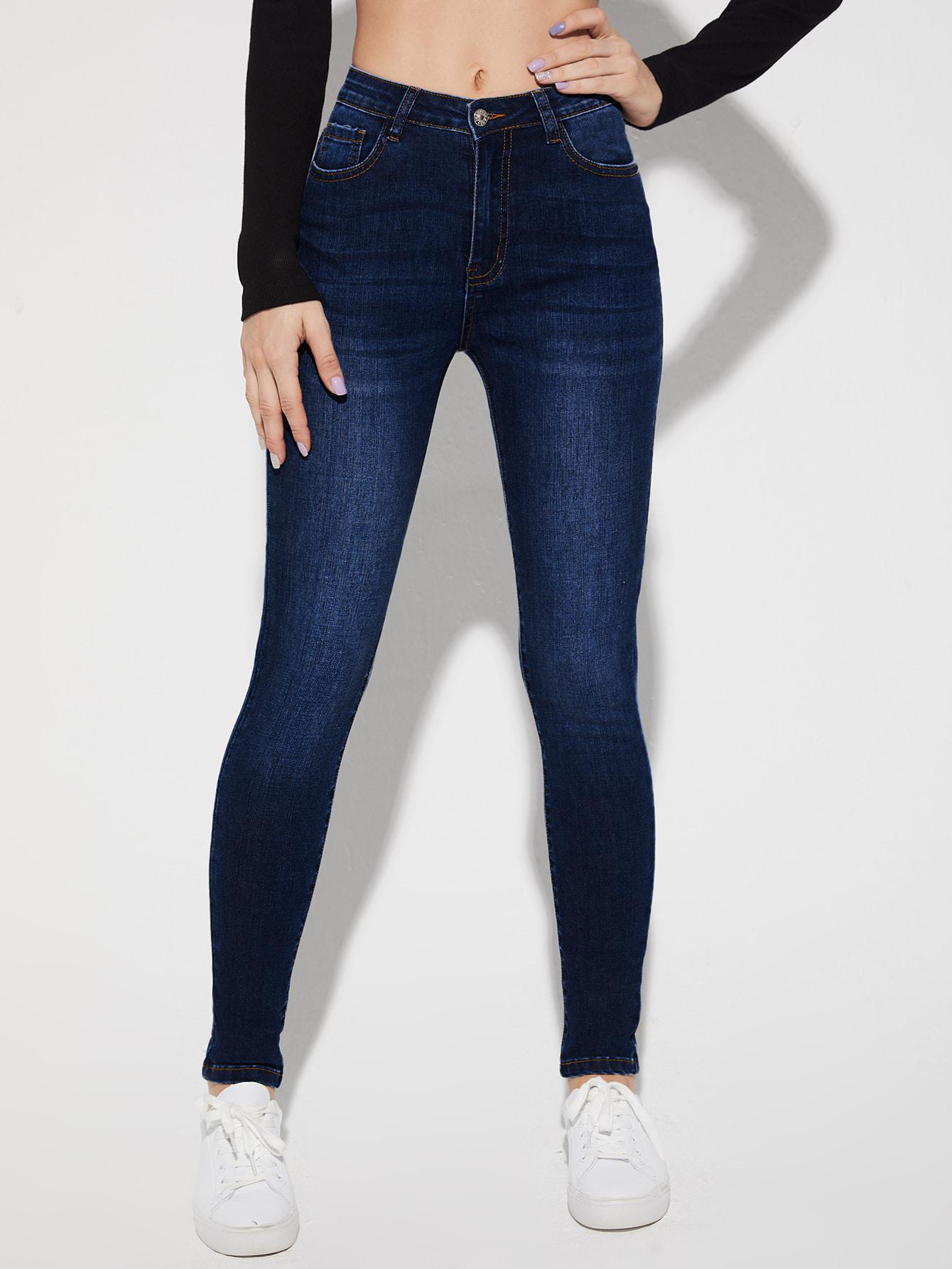 GRANATOWE SKINNY JEANS