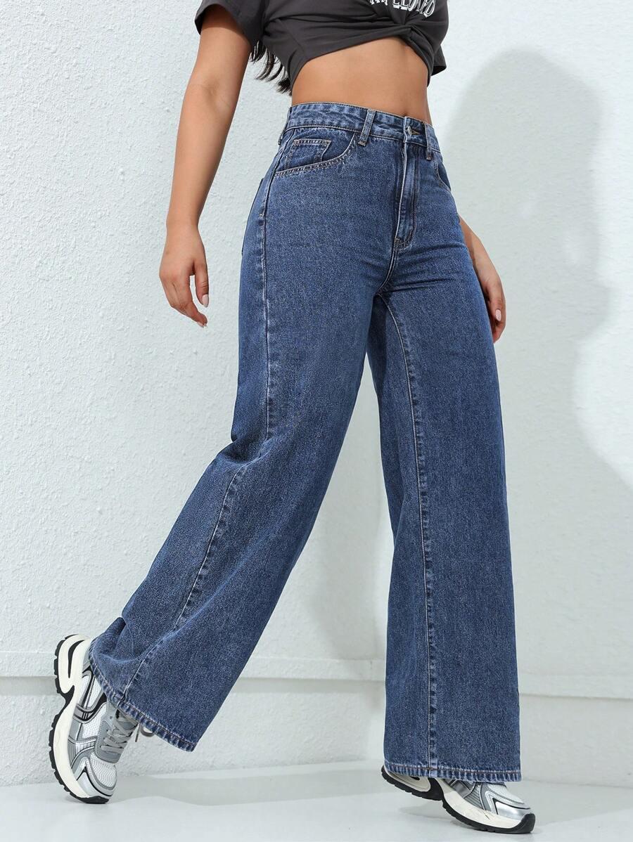 NIEBIESKIE SPODNIE JEANS PROSTA NOGAWKA