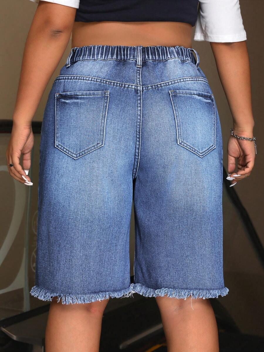 NIEBIESKIE SPODENKI JEANS PRZETARCIA 