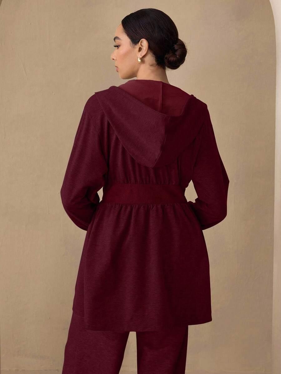 bordowa bluza z kapturem