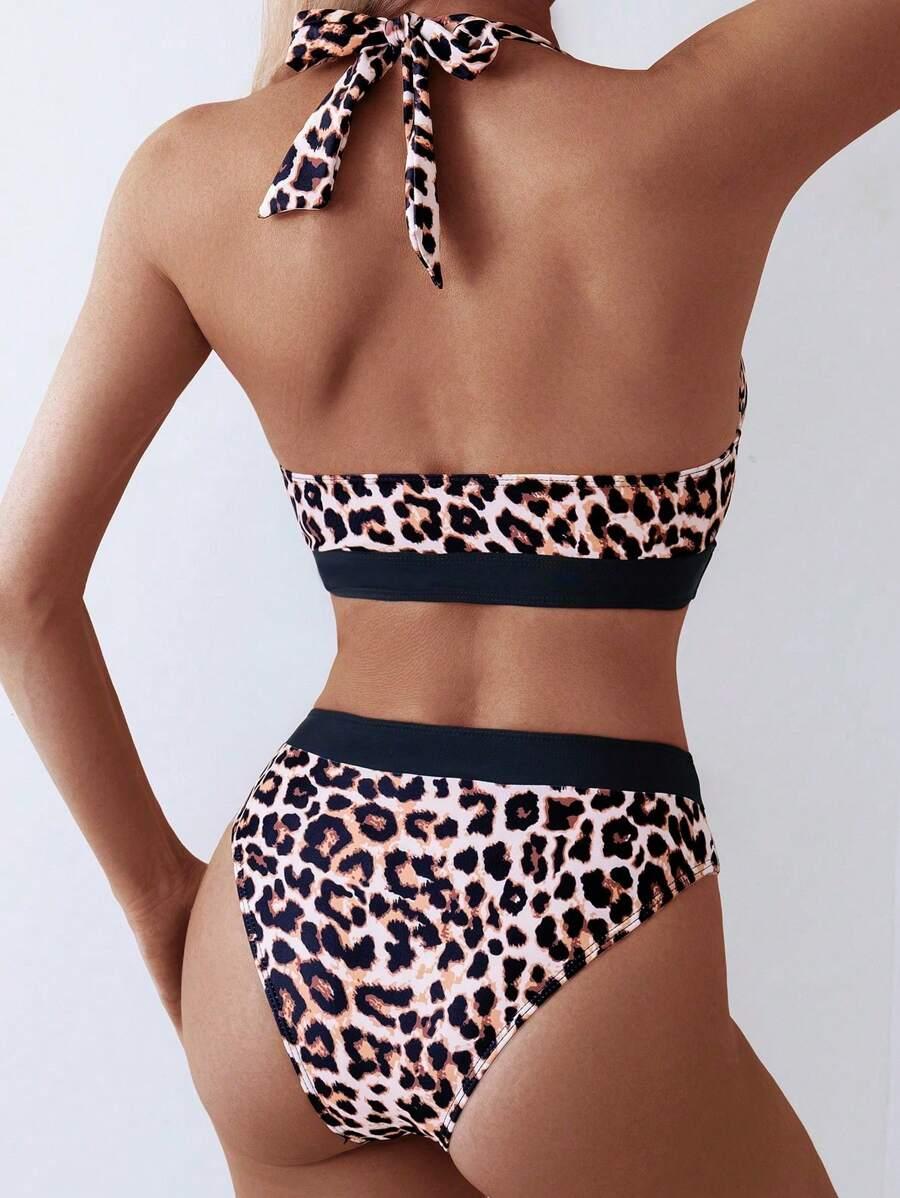 dwuczęściowy strój kąpielowy animal print