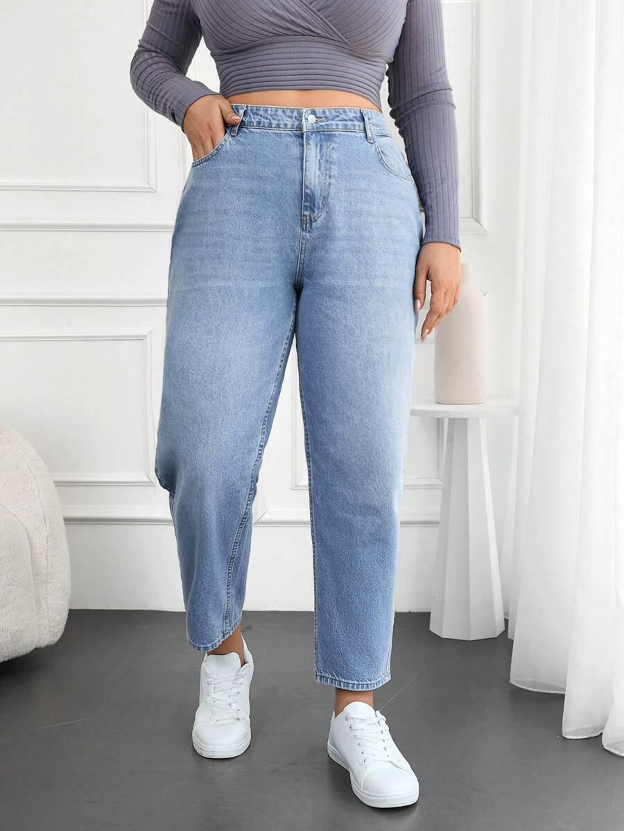 NIEBIESKIE SPODNIE MOM JEANS 
