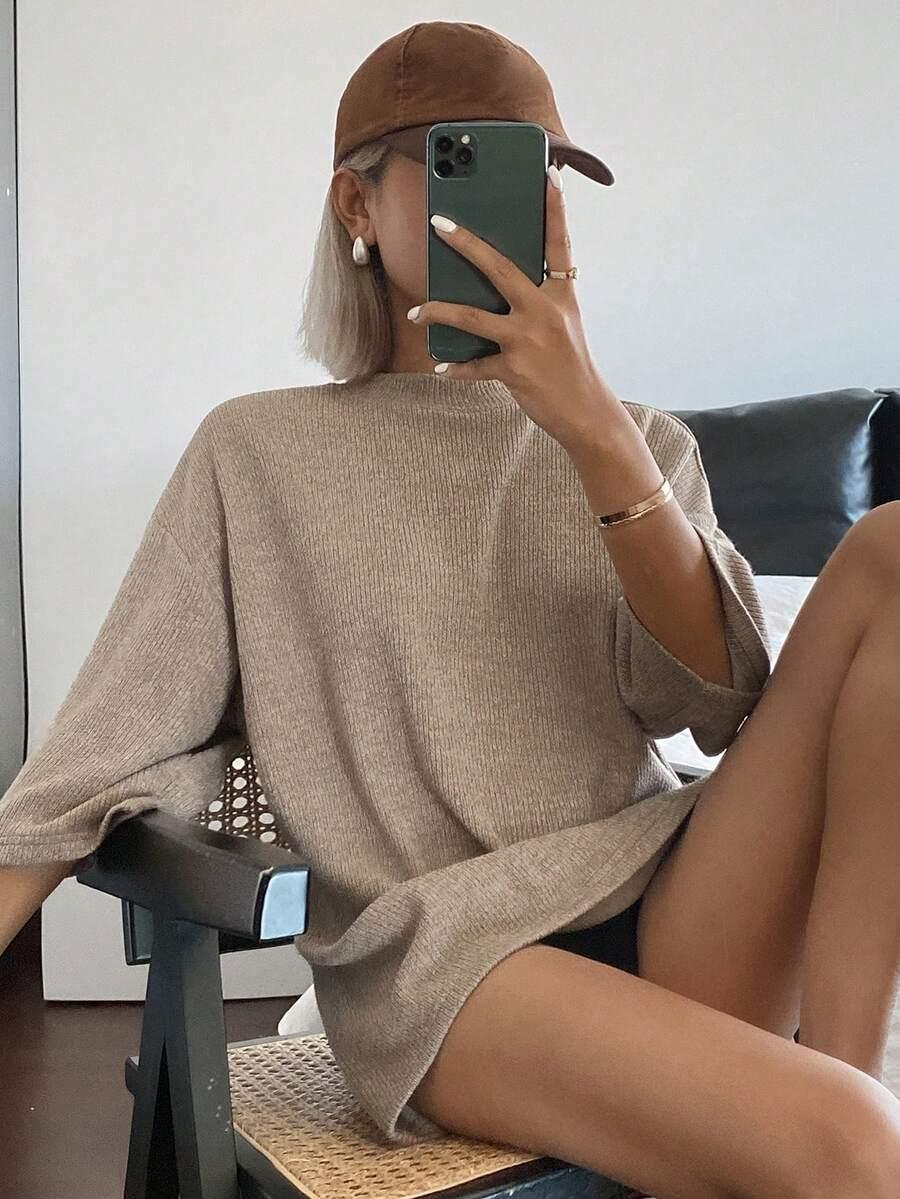 khaki bluzka rękaw 3/4