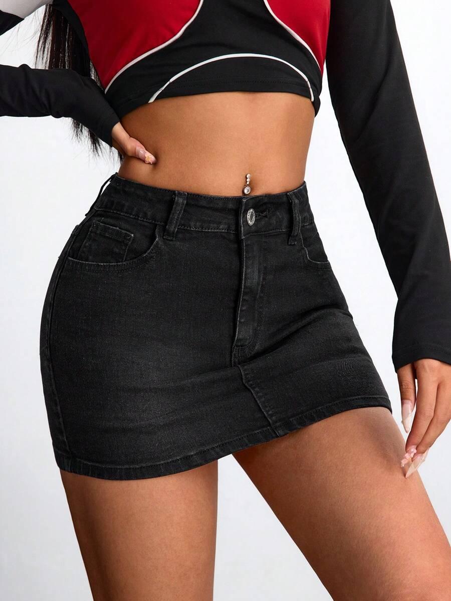 CZARNA MINI JEANSOWA SPÓDNICZKA 