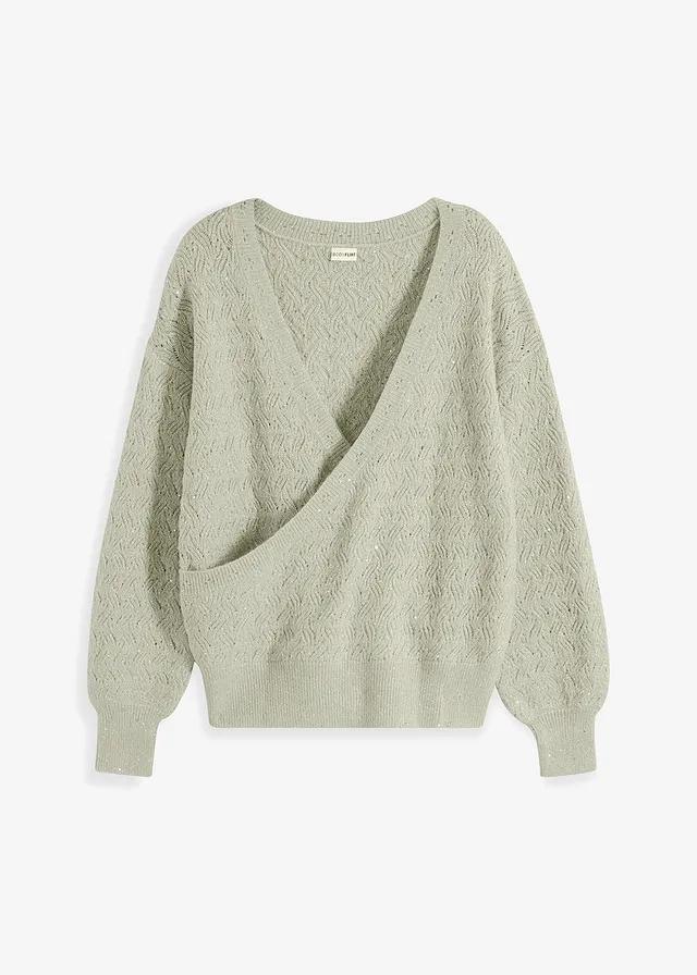 SWETER KOPERTOWY Z POŁYSKIEM