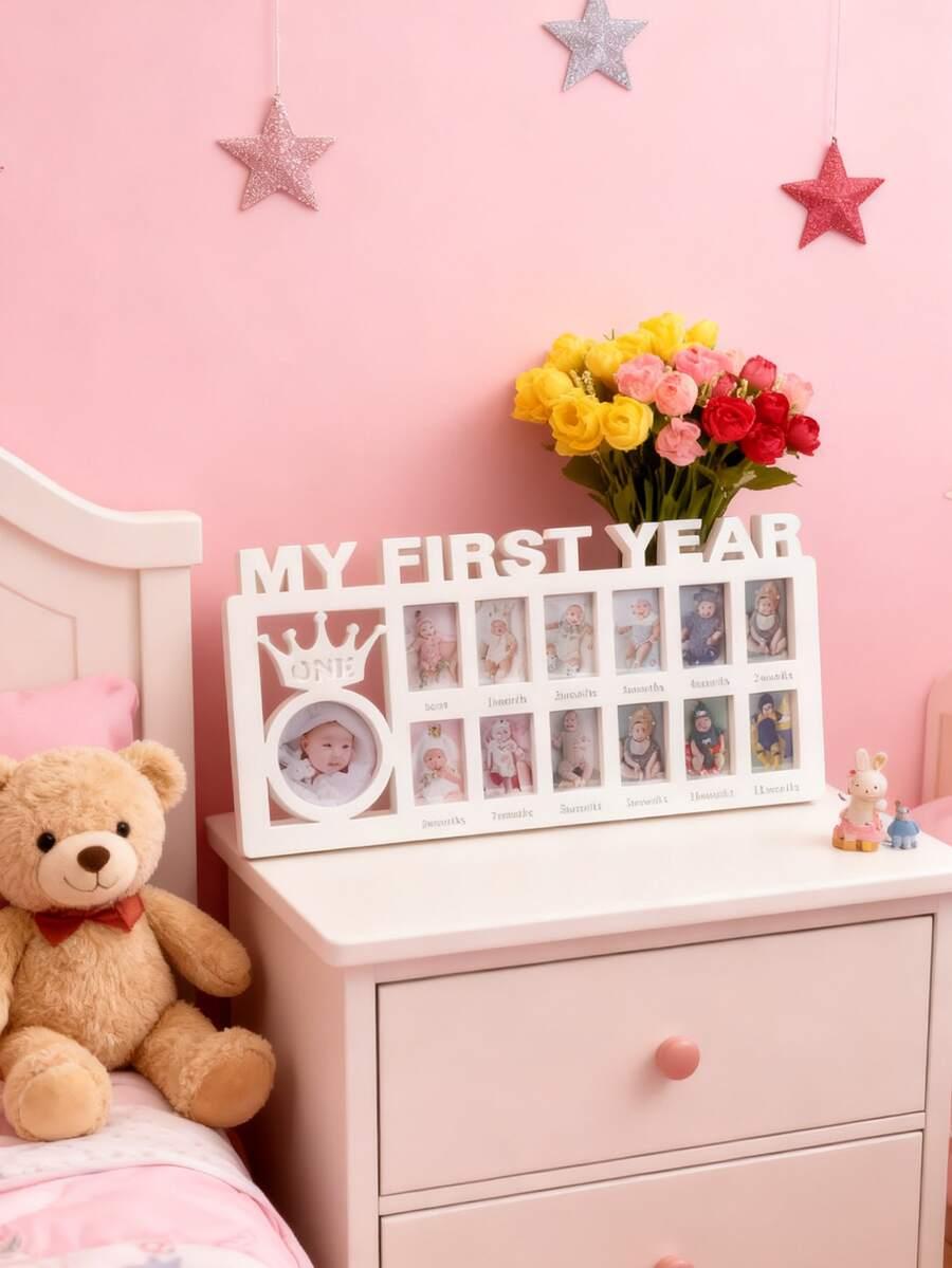 biała ramka na zdjęcia my first year