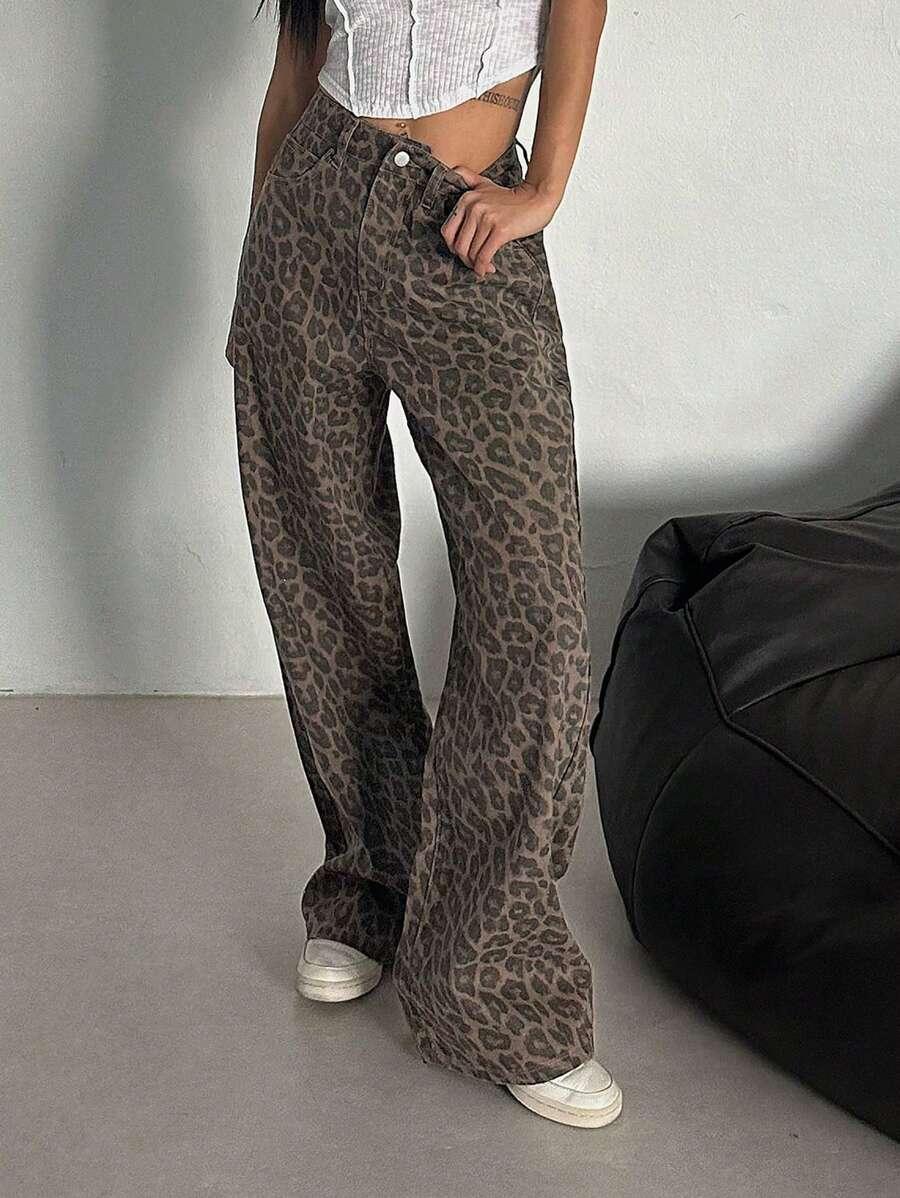SPODNIE JEANS ANIMAL PRINT 