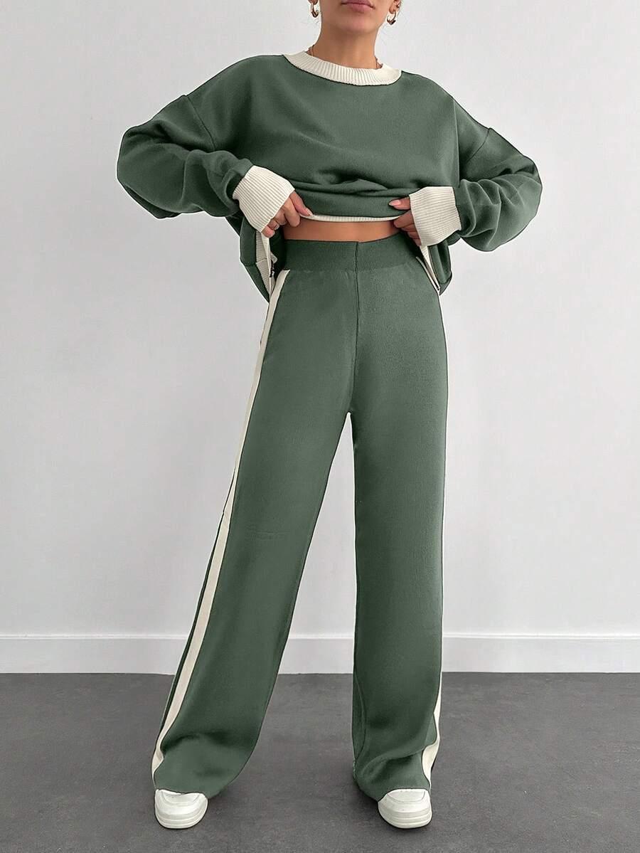 komplet sweter spodnie