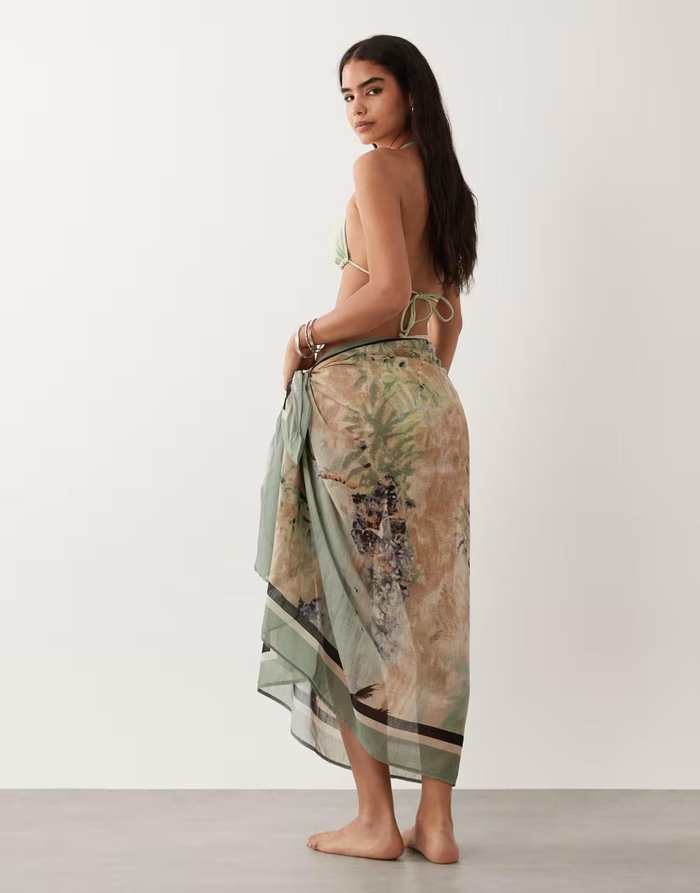 PLAŻOWA SPÓDNICA SARONG WZÓR WIĄZANIE