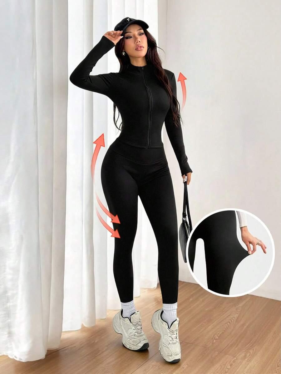 czarne klasyczne legginsy