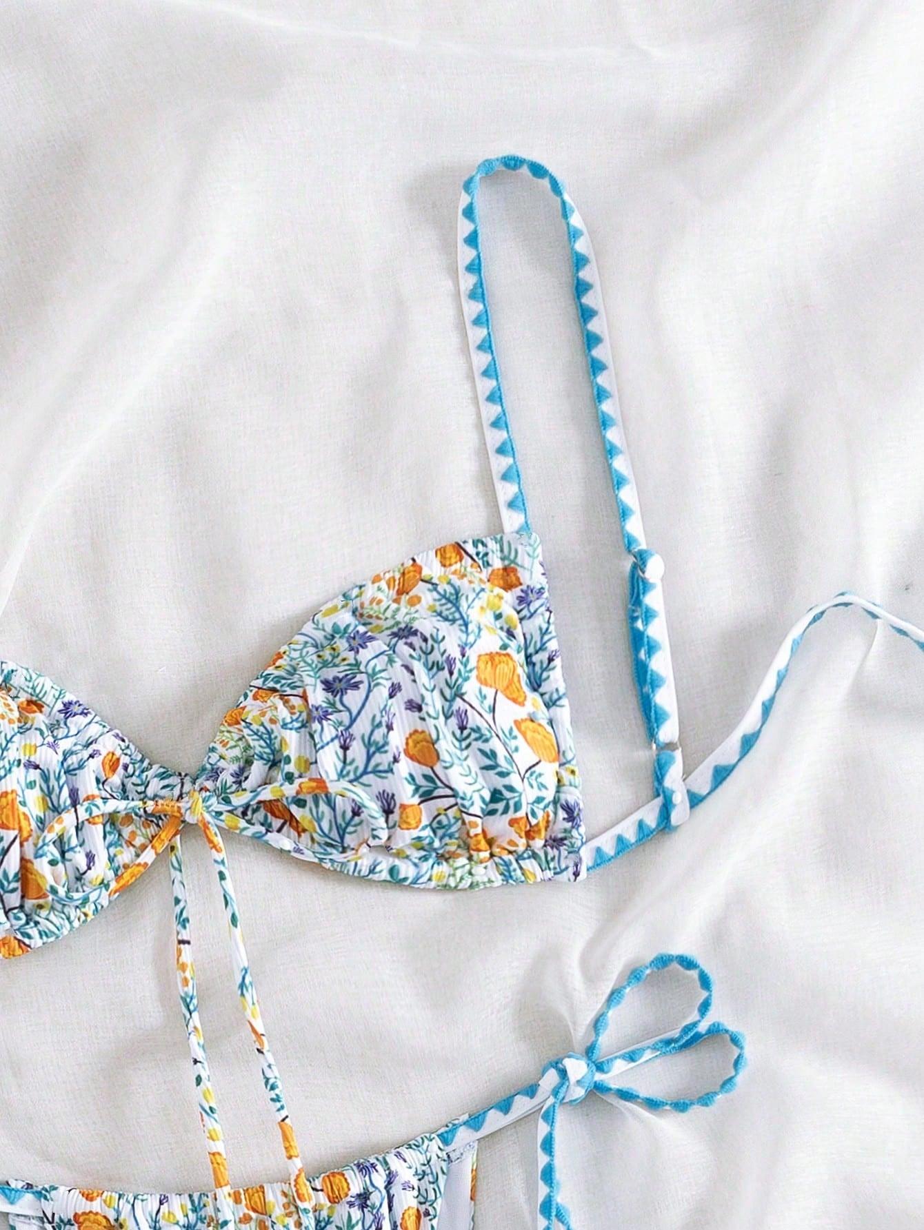 wiązany komplet bikini print 