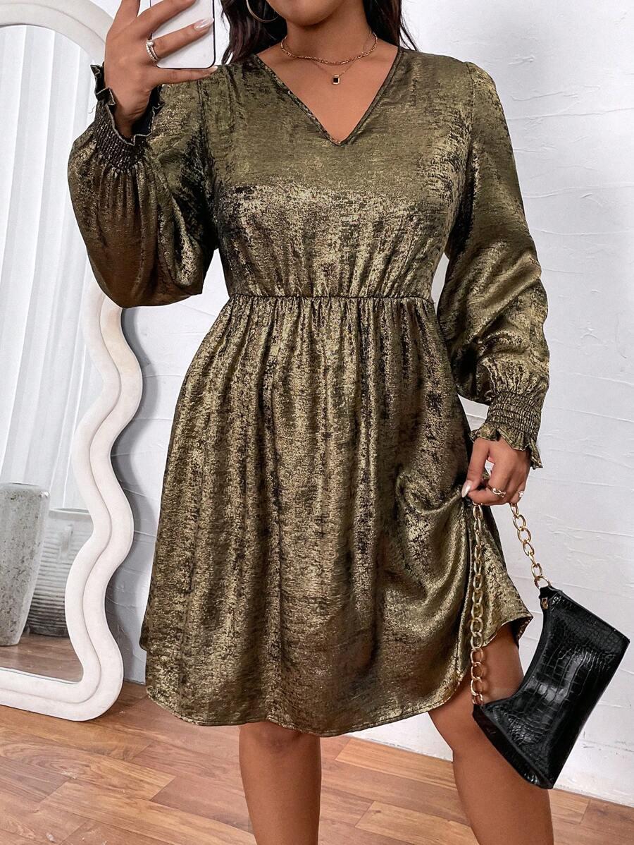 SUKIENKA GLAMOUR V-NECK Z DŁUGIM RĘKAWEM 