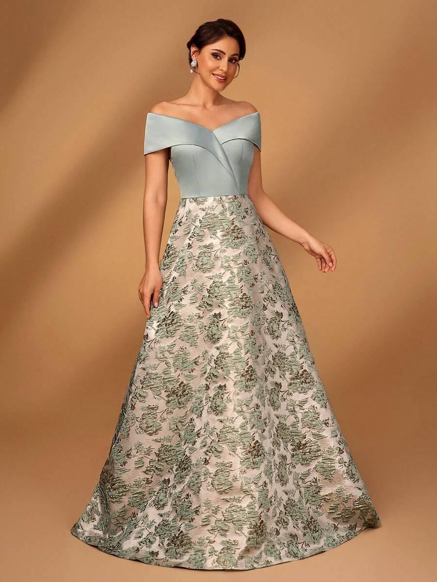  ELEGANCKA SATYNOWA SUKIENKA Z ODKRYTYMI RAMIONAMI