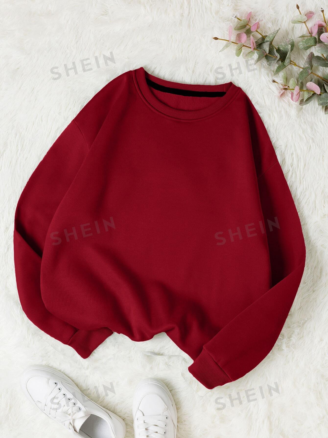 CZERWONA BLUZA OKRĄGŁY DEKOLT BASIC