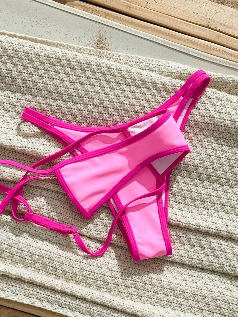 różowy komplet bikini neon