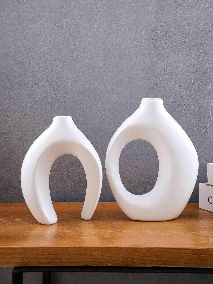 biały asymetryczny wazon 2-pack