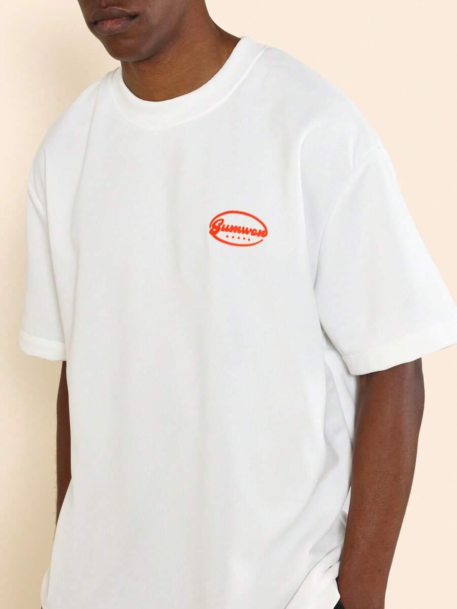 BIAŁY T-SHIRT OKRĄGŁY DEKOLT NADRUK