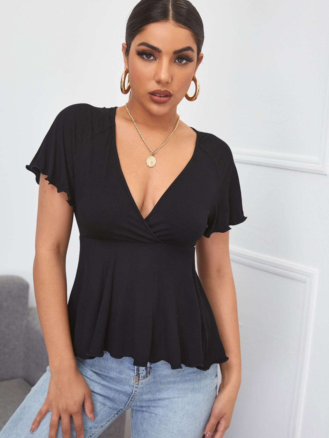 CZARNA BLUZKA V-NECK
