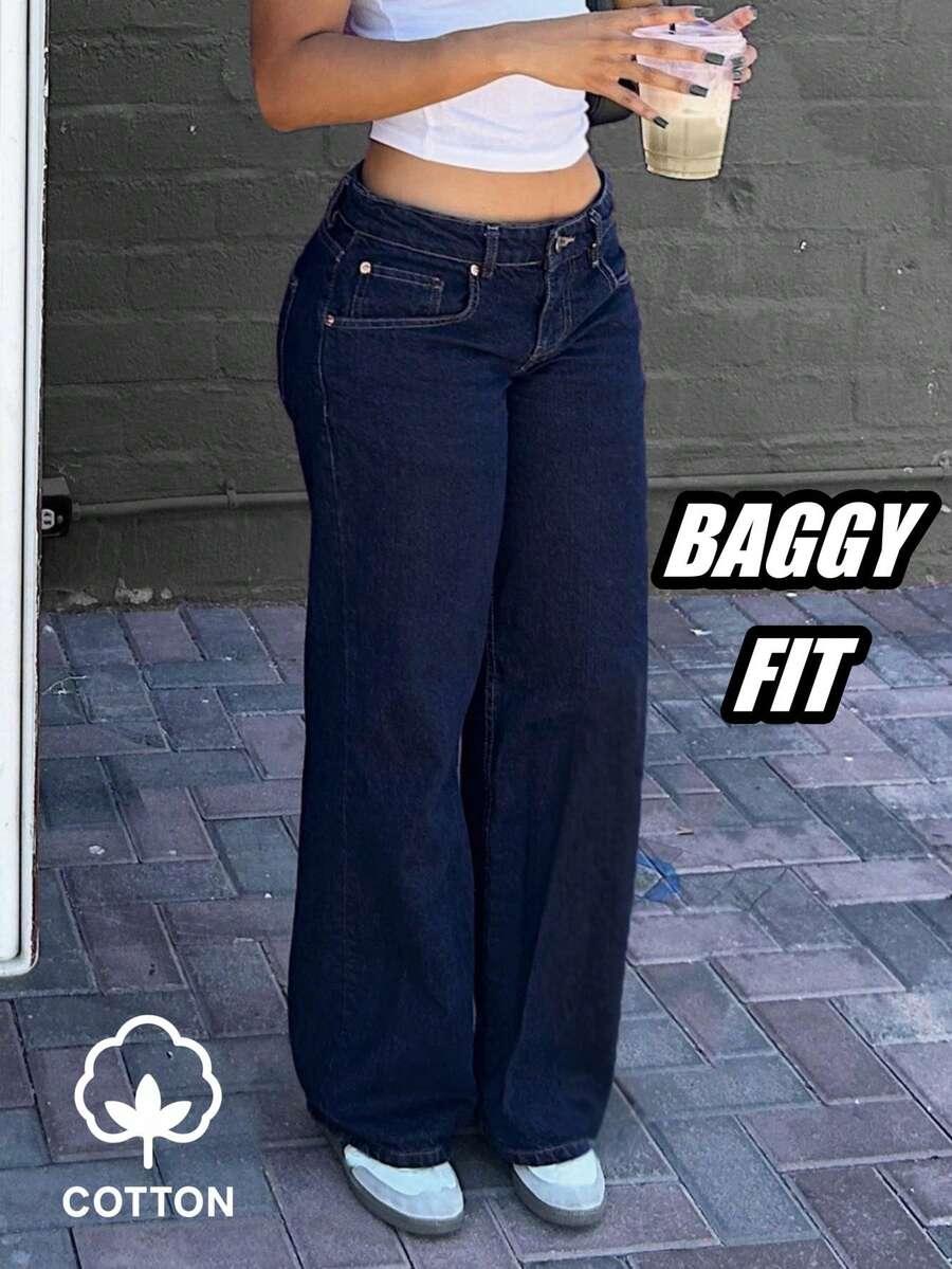 GRANATOWE SPODNIE JEANS