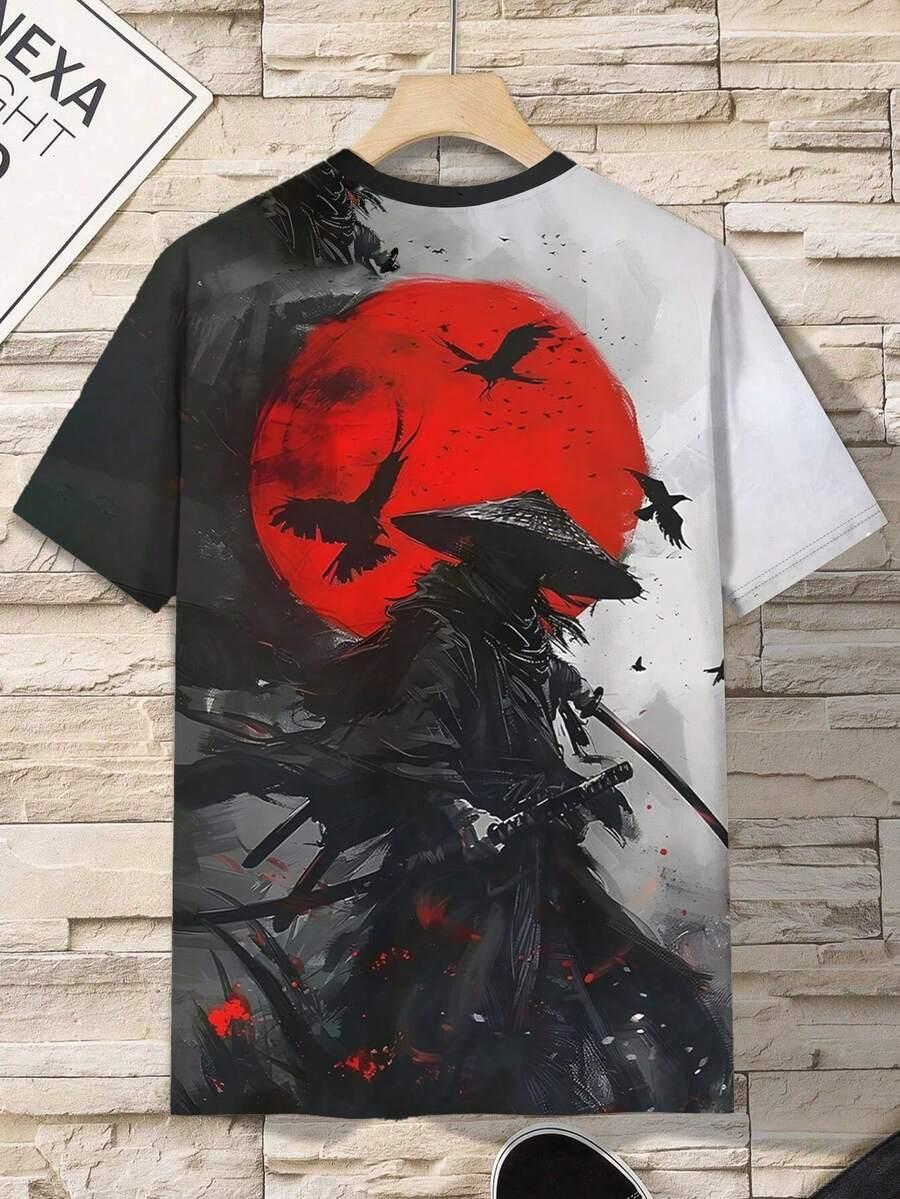 t-shirt wzór okrągły dekolt