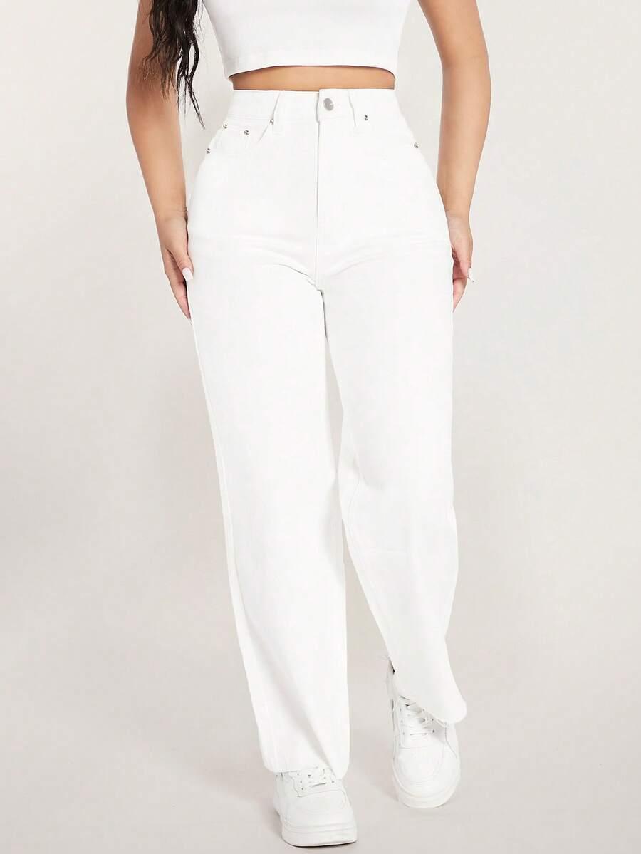 BIAŁE SPODNIE JEANS 