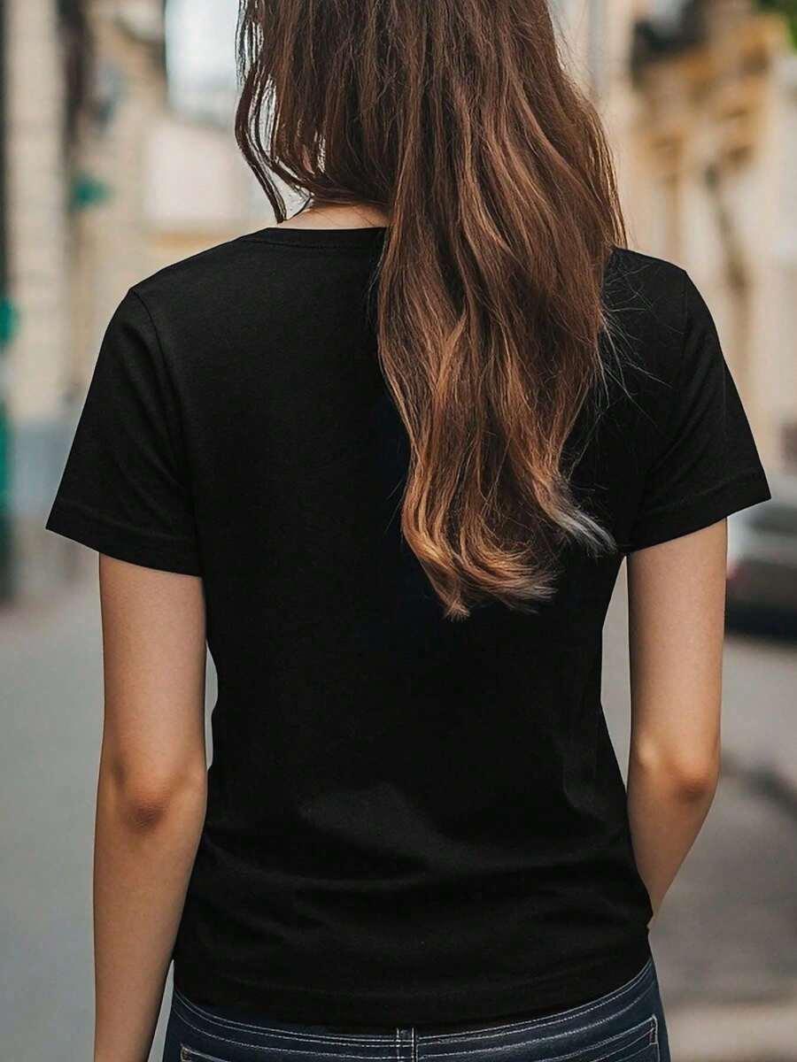 czarny t-shirt nadruk