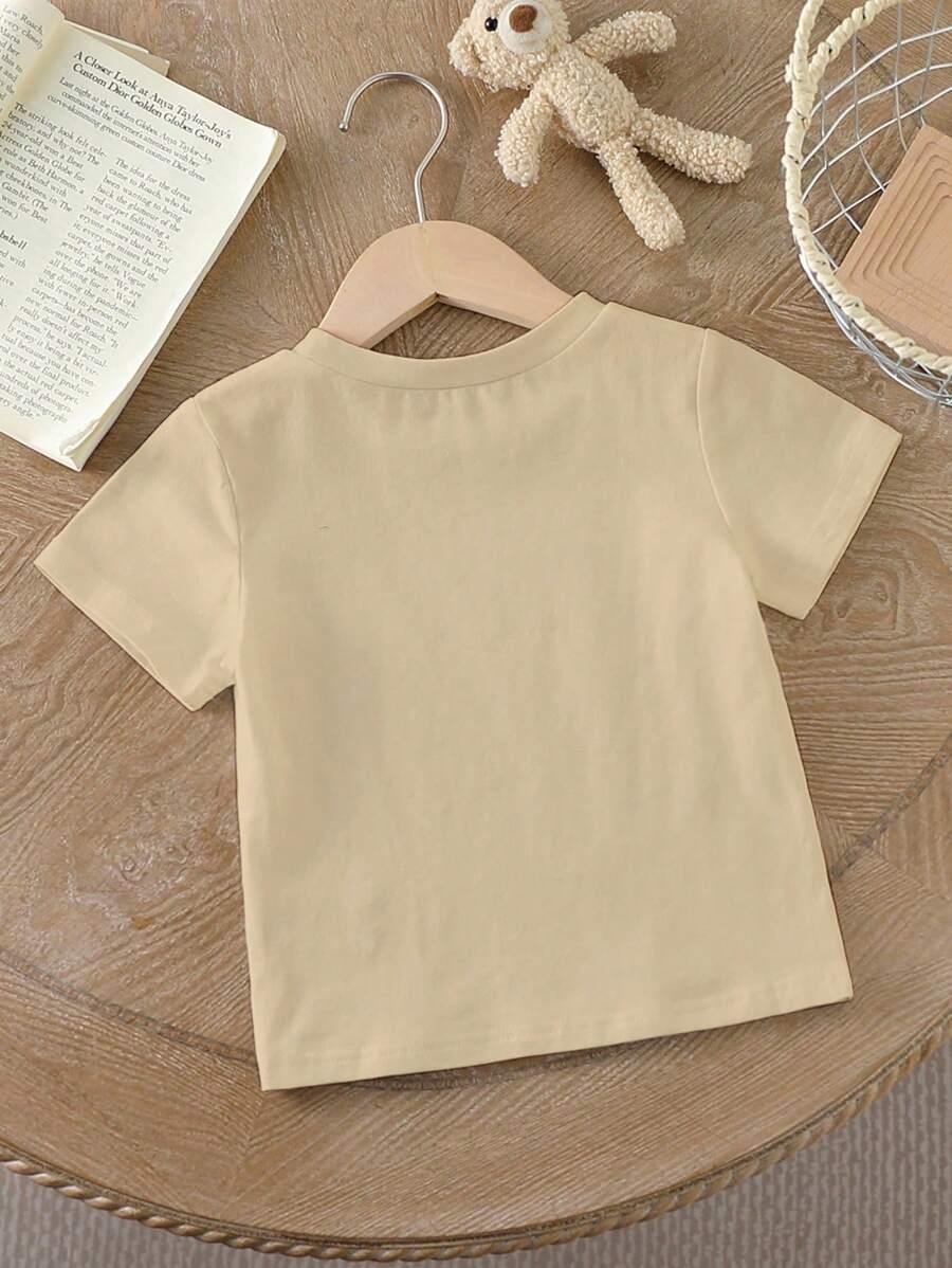 beżowy t-shirt okrągły dekolt