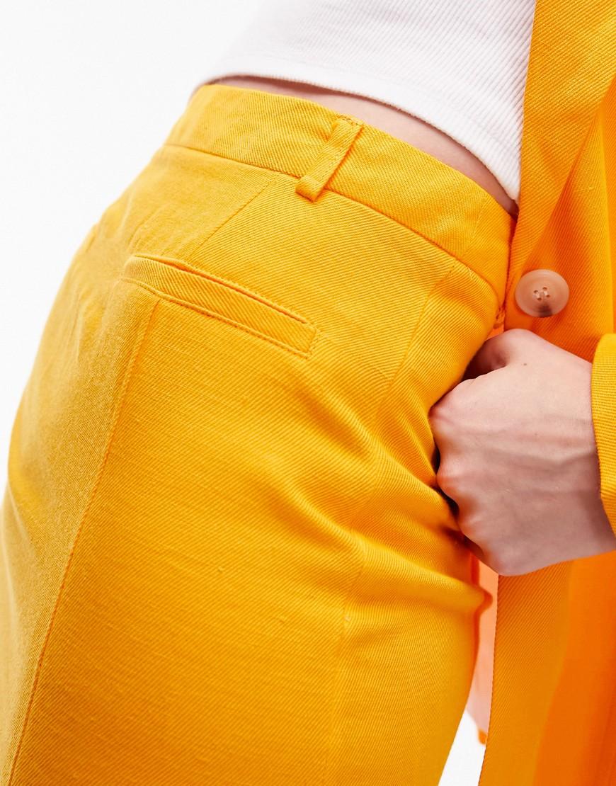 pomarańczowa mini spódnica bawełna len