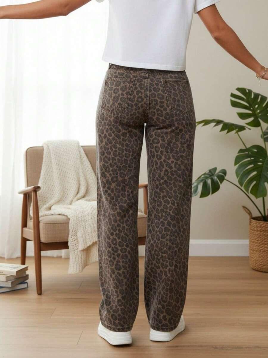  SPODNIE JEANS ANIMAL PRINT 