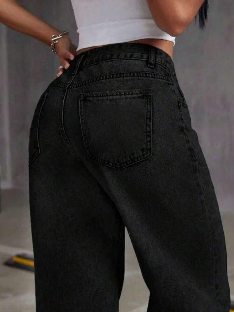 CZARNE SPODNIE JEANS 