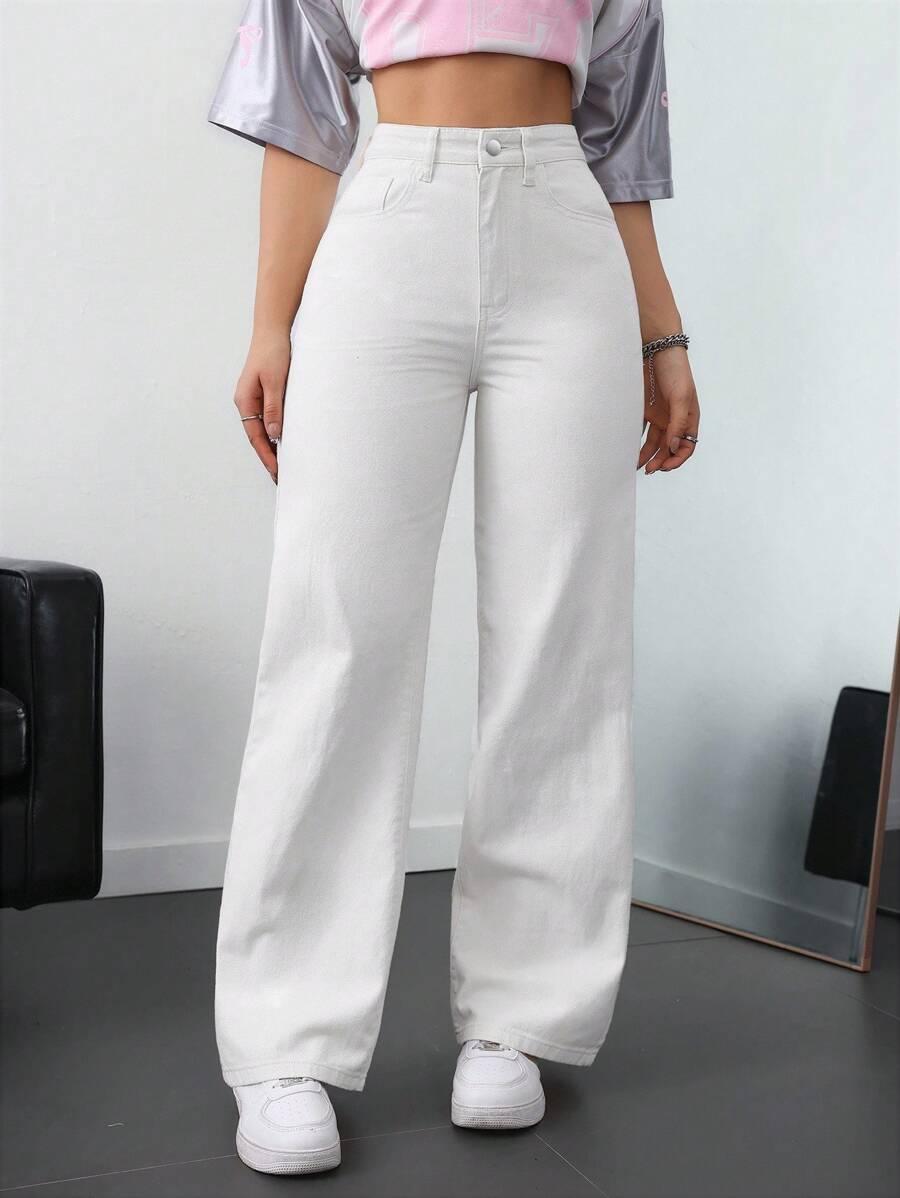 BIAŁE SPODNIE JEANS