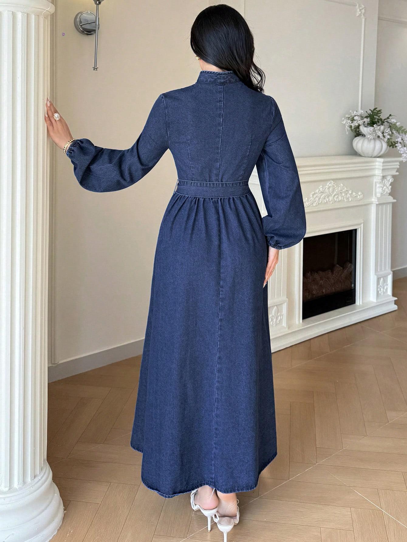 niebieska maxi sukienka
