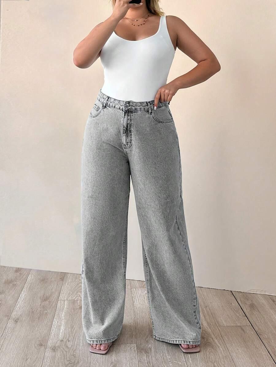 SZARE SPODNIE JEANS