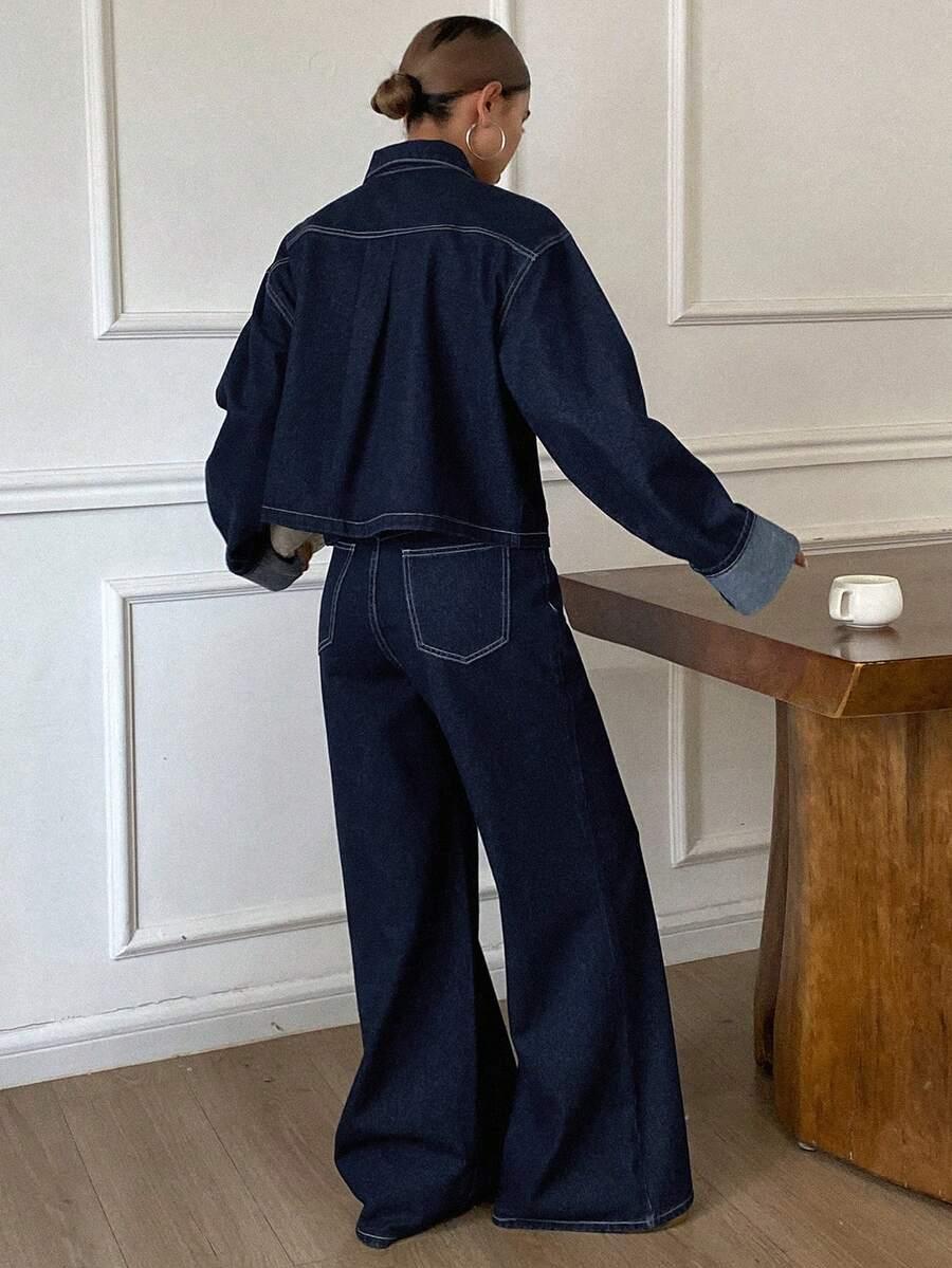 komplet spodnie kurtka jeans