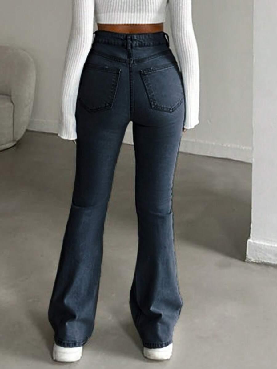 GRANATOWE SPODNIE JEANS WYSOKI STAN 