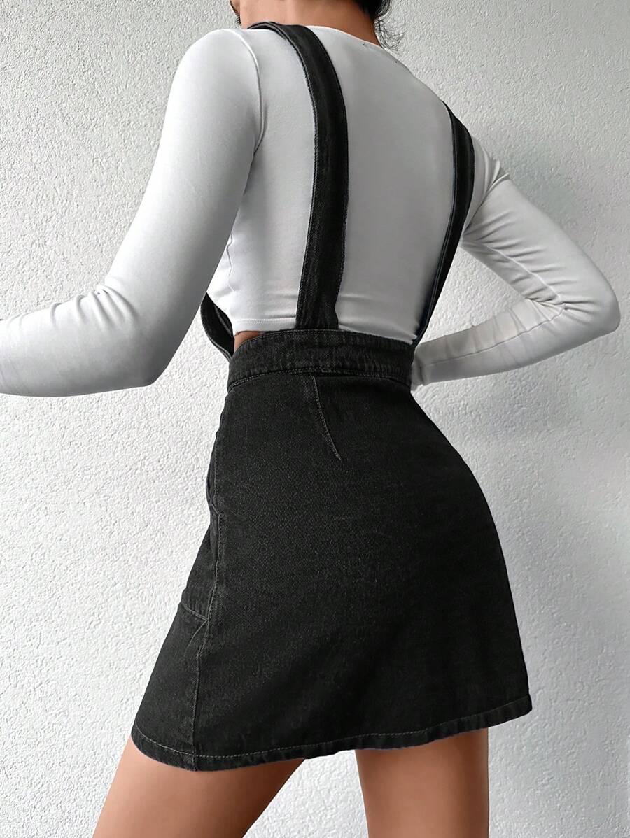 CZARNA SUKIENKA OGRODNICZKA JEANS